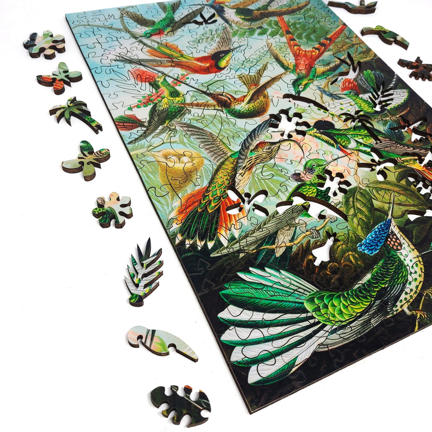 Wooden Jigsaw Puzzle with Uniquely Shaped Pieces for Adults - 267 Pieces - Hummingbirds