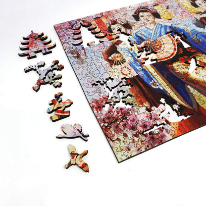 Rompecabezas de madera con piezas de formas únicas para adultos - 437 piezas - Sakura Blossom Festival