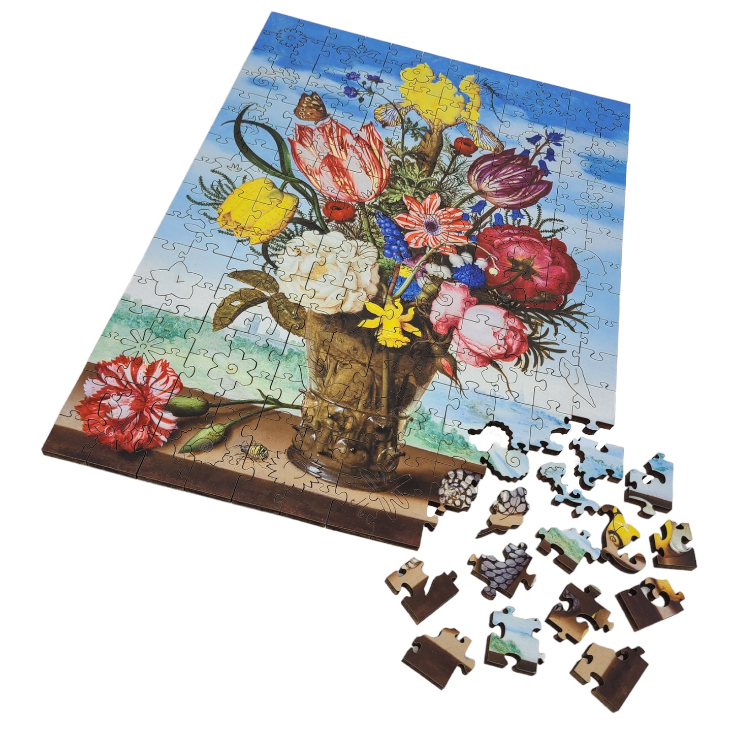 Wooden Jigsaw Puzzle for Adults - Uniquely Shaped Pieces  - 240 Pieces - Bouquet of Flowers on a Ledge