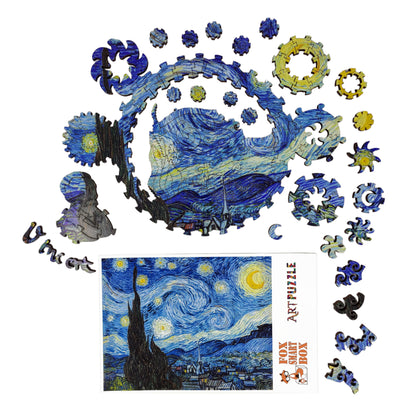 Large Format Wooden Jigsaw Puzzle with Uniquely Shaped Pieces for Seniors and Adults - 225 Pieces - The Starry Night