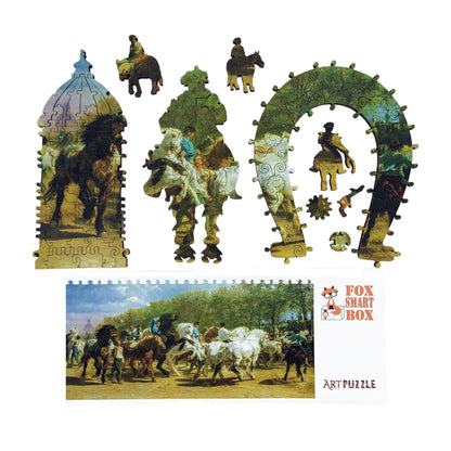 Wooden Jigsaw Puzzle for Adults - Uniquely Shaped Pieces  - 325 Pieces - The Horse Fair