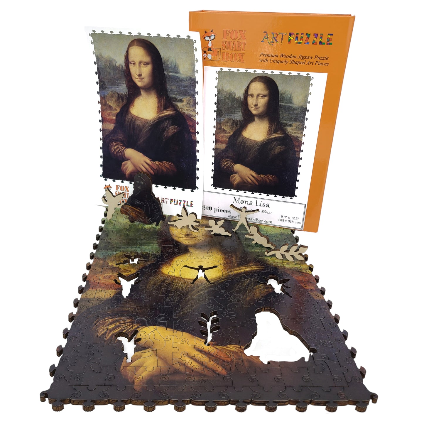 Wooden Jigsaw Puzzle for Adults - Uniquely Shaped Pieces - 220 Pieces - Mona Lisa