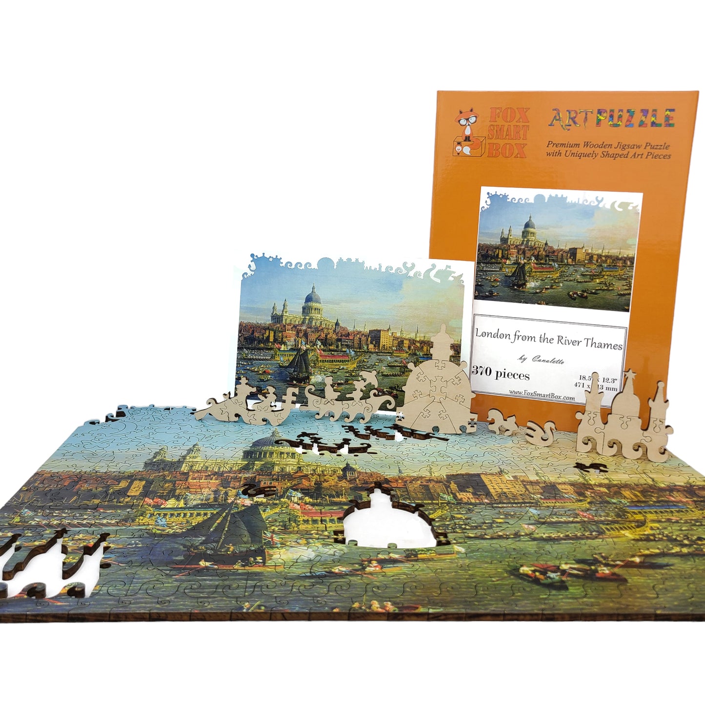 Wooden Jigsaw Puzzle for Adults - Uniquely Shaped Pieces - 370 Pieces - London from the River Thames