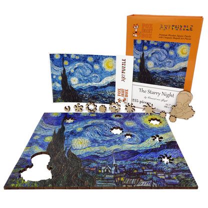 Wooden Jigsaw Puzzle for Adults - Uniquely Shaped Pieces  - 225 Pieces - The Starry Night