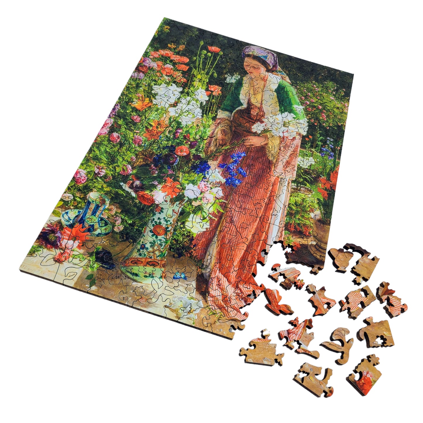 Large Format Wooden Jigsaw Puzzle with Uniquely Shaped Pieces for Seniors and Adults - 220 Pieces - In the Bey's Garden