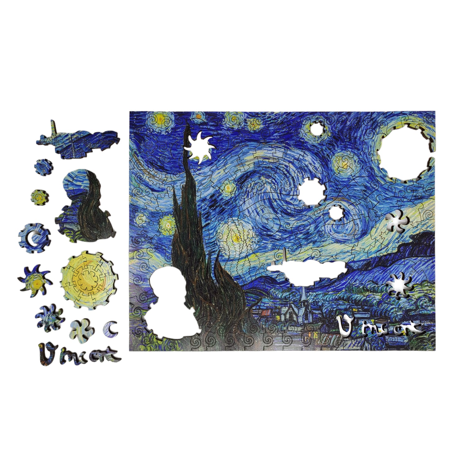 Large Format Wooden Jigsaw Puzzle with Uniquely Shaped Pieces for Seniors and Adults - 225 Pieces - The Starry Night