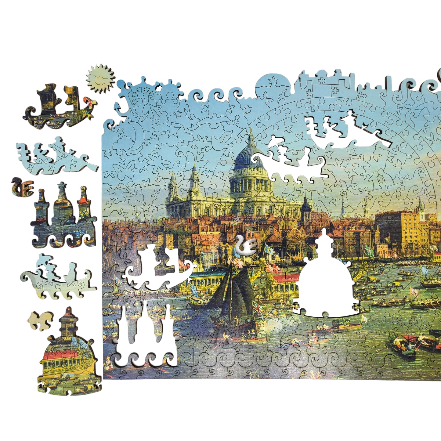 Wooden Jigsaw Puzzle for Adults - Uniquely Shaped Pieces - 370 Pieces - London from the River Thames