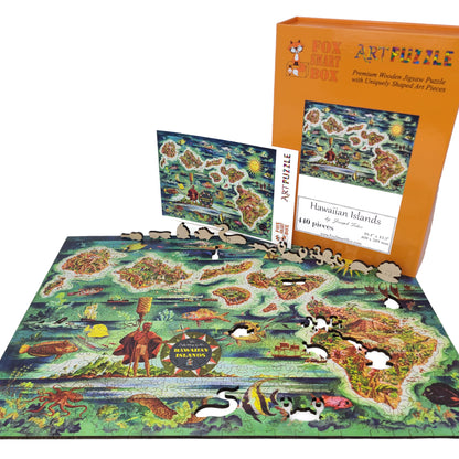 Wooden Jigsaw Puzzle for Adults - Uniquely Shaped Pieces - 440 Pieces - Hawaiian Islands