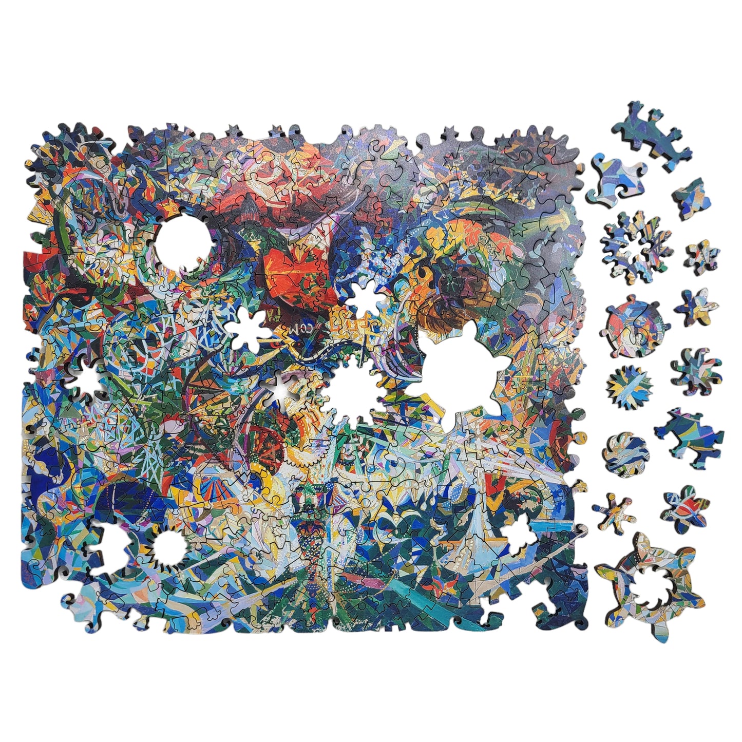 Wooden Jigsaw Puzzle for Adults - Uniquely Shaped Pieces - 195 Pieces - Battle of Lights