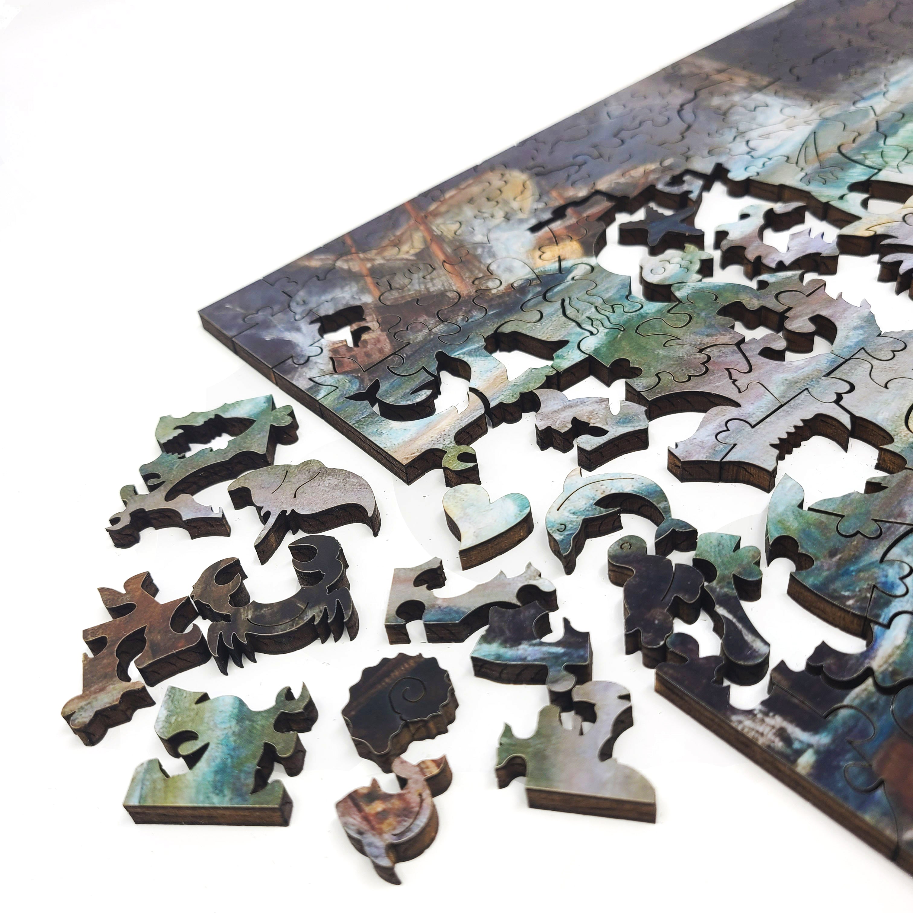 Wooden Jigsaw Puzzle with Uniquely Shaped Pieces for Adults - 386