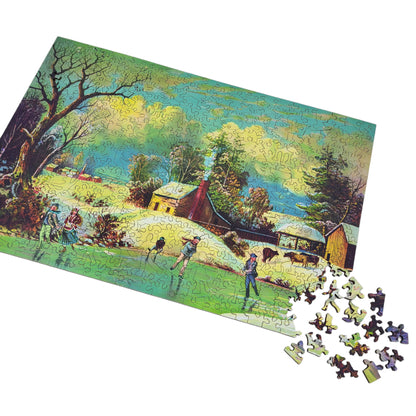 Wooden Jigsaw Puzzle for Adults - Uniquely Shaped Pieces - 425 Pieces - American Winter Life