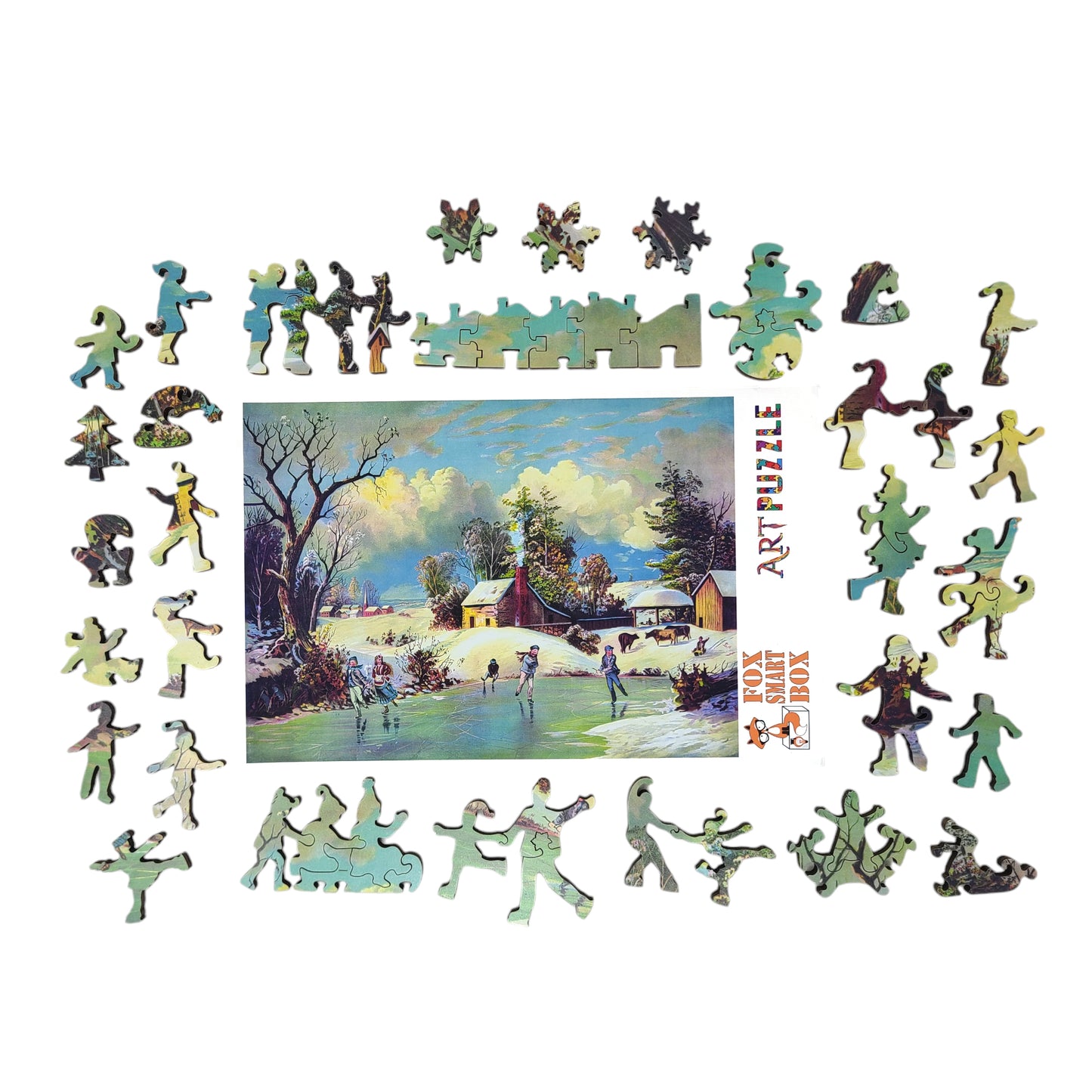 Wooden Jigsaw Puzzle for Adults - Uniquely Shaped Pieces - 212 Pieces - American Winter Life