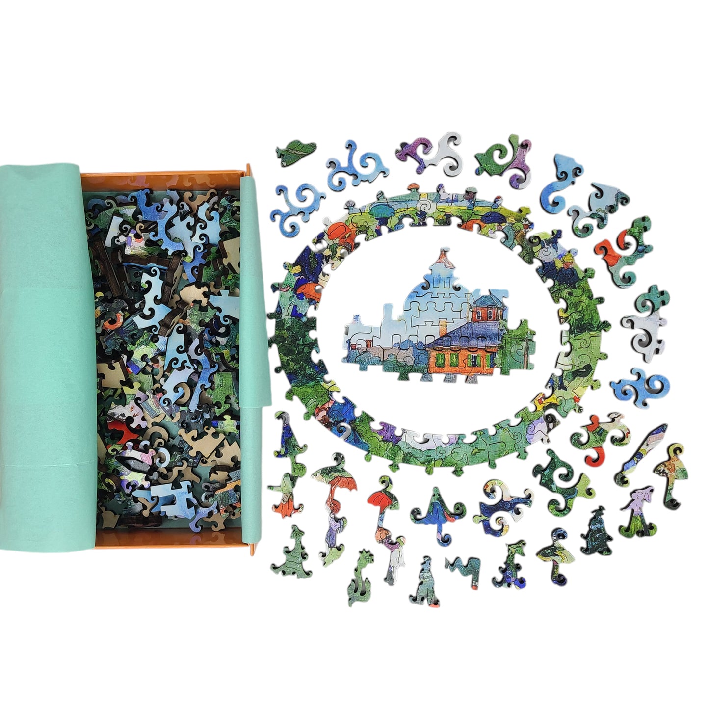 Wooden Jigsaw Puzzle for Adults - Uniquely Shaped Pieces - 212 Pieces - Franklin Park Boston