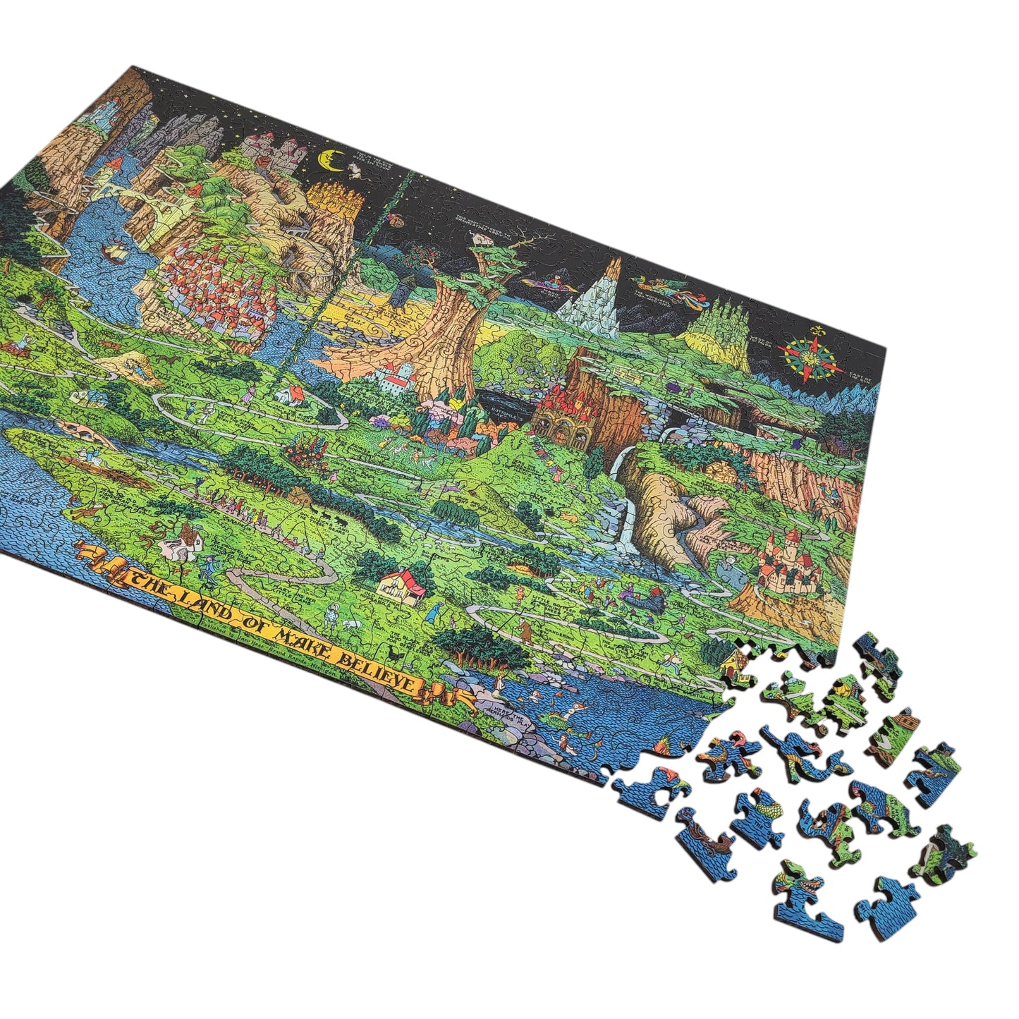 Wooden Jigsaw Puzzle for Adults - Uniquely Shaped Pieces - 454 Pieces - The Land of Make Believe