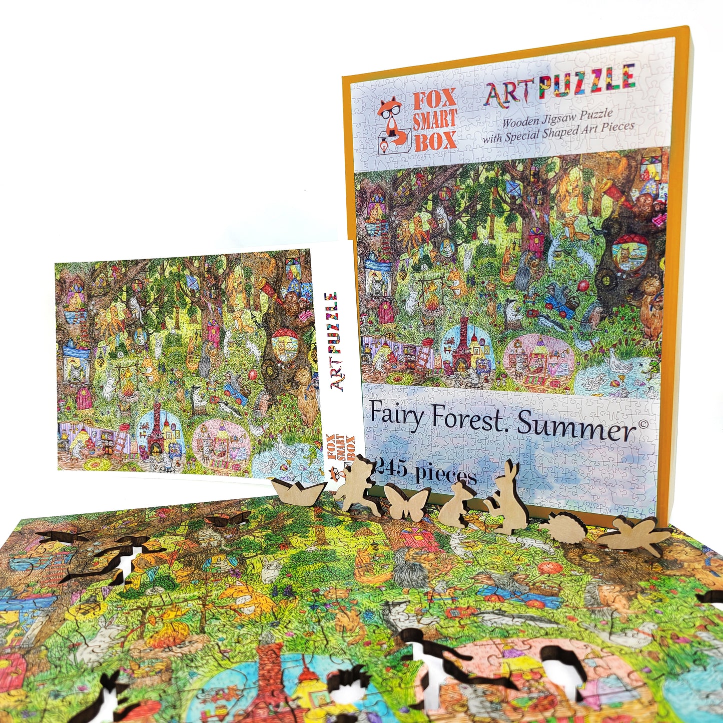 Large Format Wooden Jigsaw Puzzle for Seniors and Adults - Uniquely Shaped Pieces  - 245 Pieces - Fairy Forest. Summer