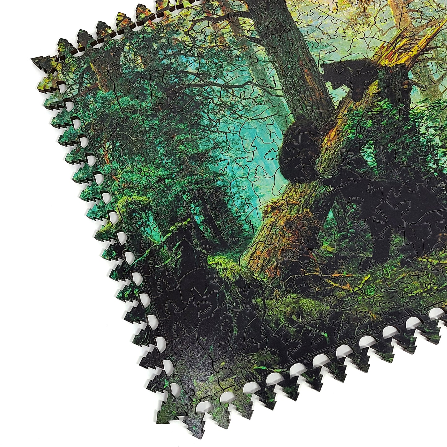 Rompecabezas de madera con piezas de formas únicas para adultos - 390 piezas - Mañana en un bosque de pinos
