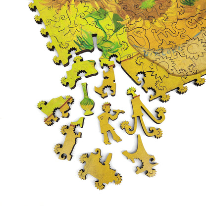 Rompecabezas de Madera de Gran Formato con Piezas de Forma única para Personas Mayores y Adultos - 170 Piezas - Girasoles (4ª versión)
