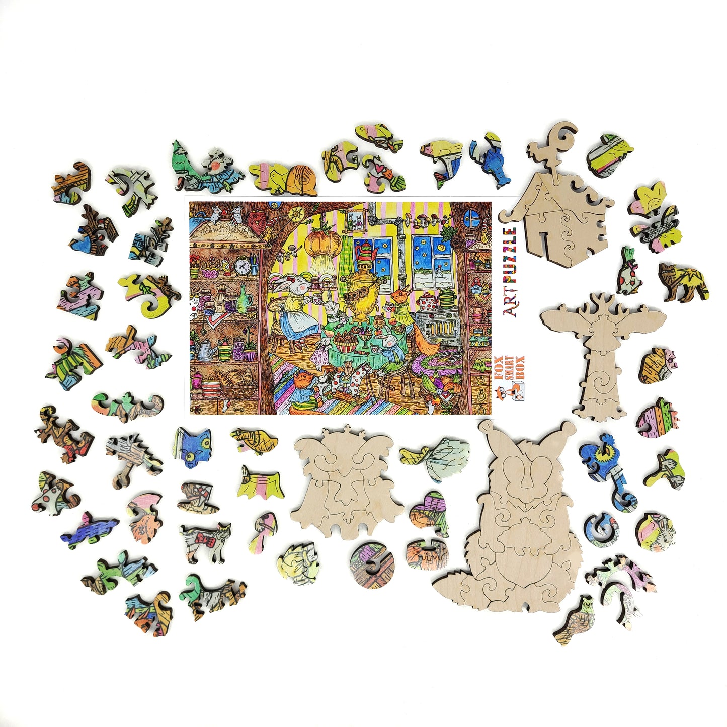 Wooden Jigsaw Puzzle with Uniquely Shaped Pieces for Adults - 380 Pieces - Tea Party