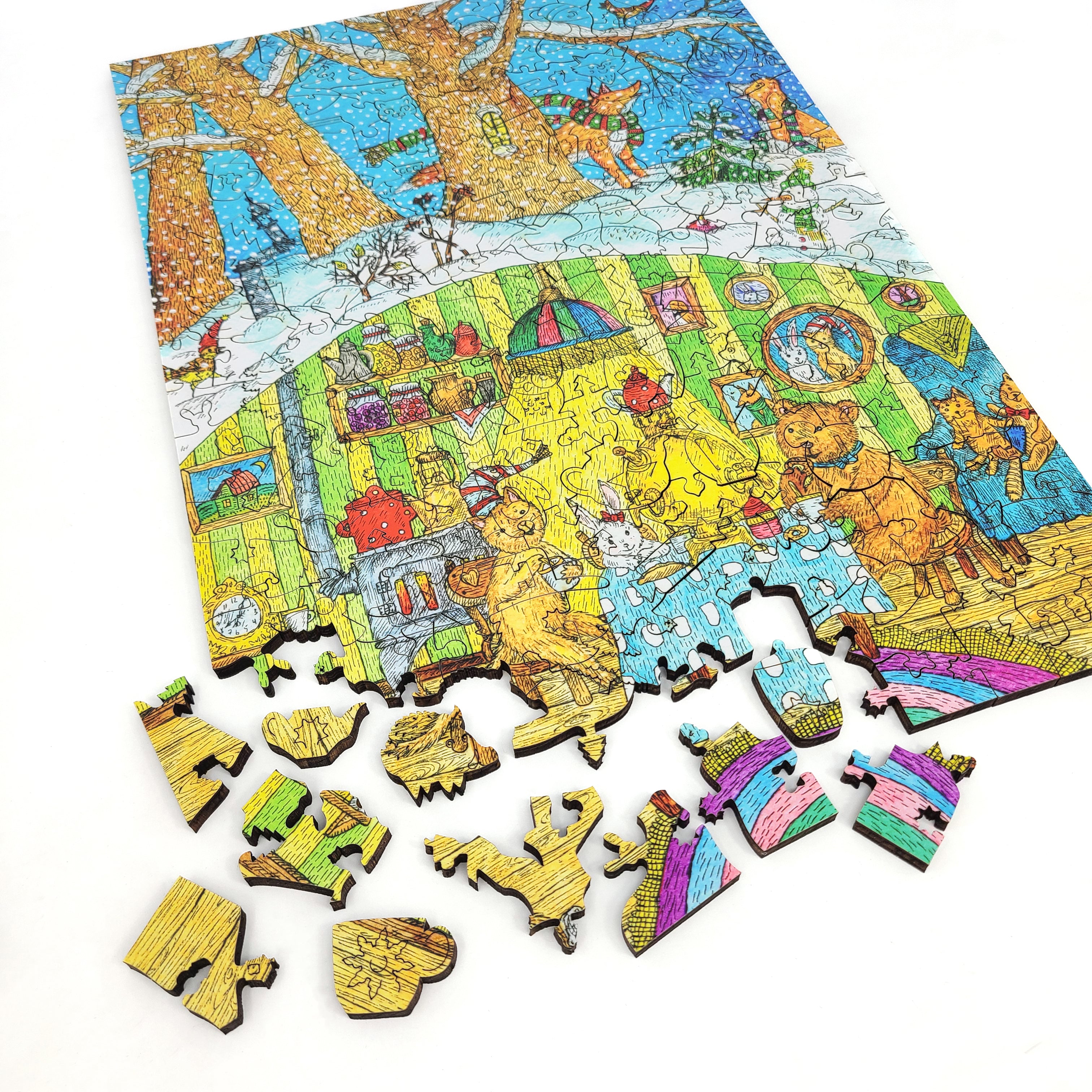 Wooden Jigsaw Puzzle with Uniquely Shaped Pieces for Adults - 195 Piec ...
