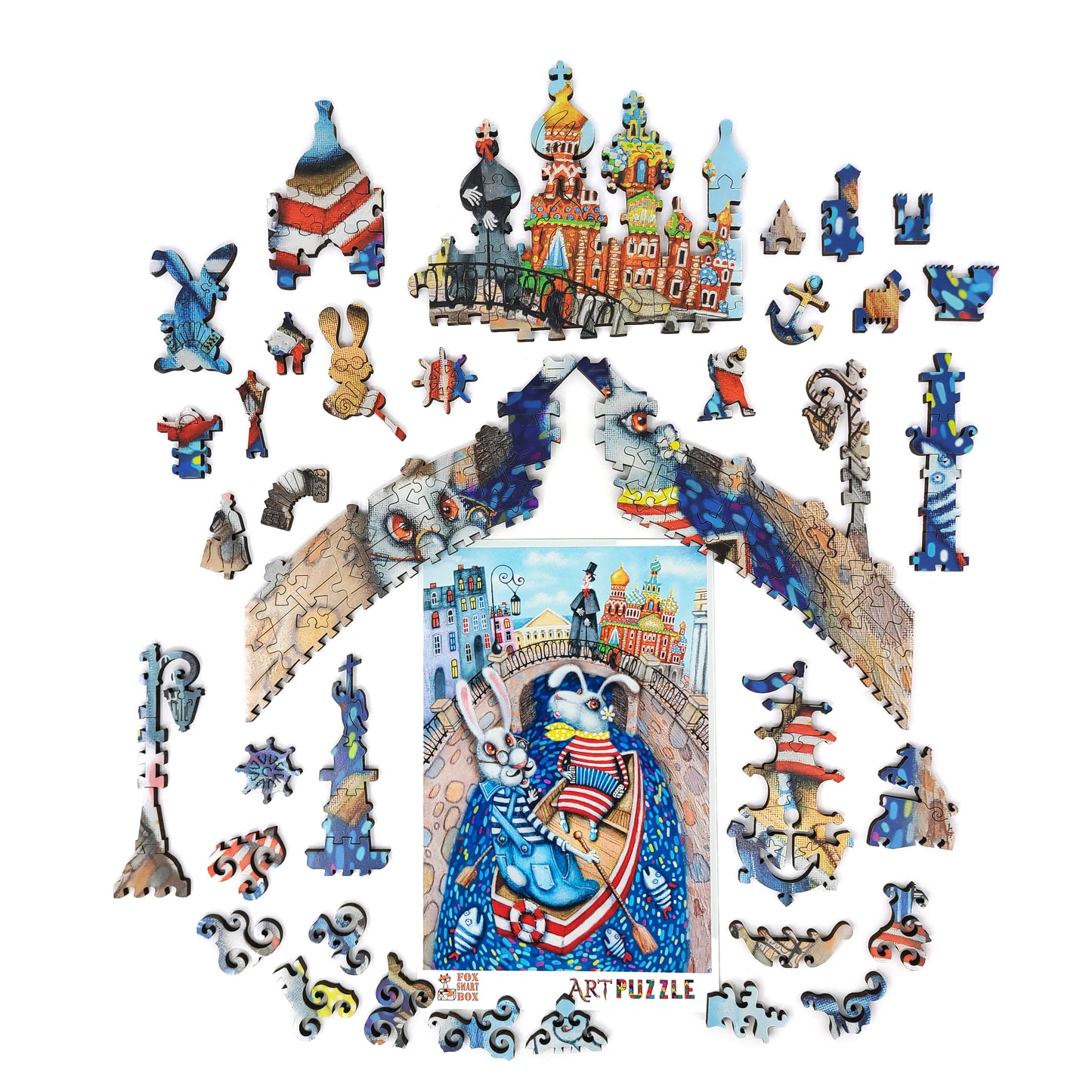 Wooden Jigsaw Puzzle with Uniquely Shaped Pieces for Adults - 405 Pieces - Lovers on the River