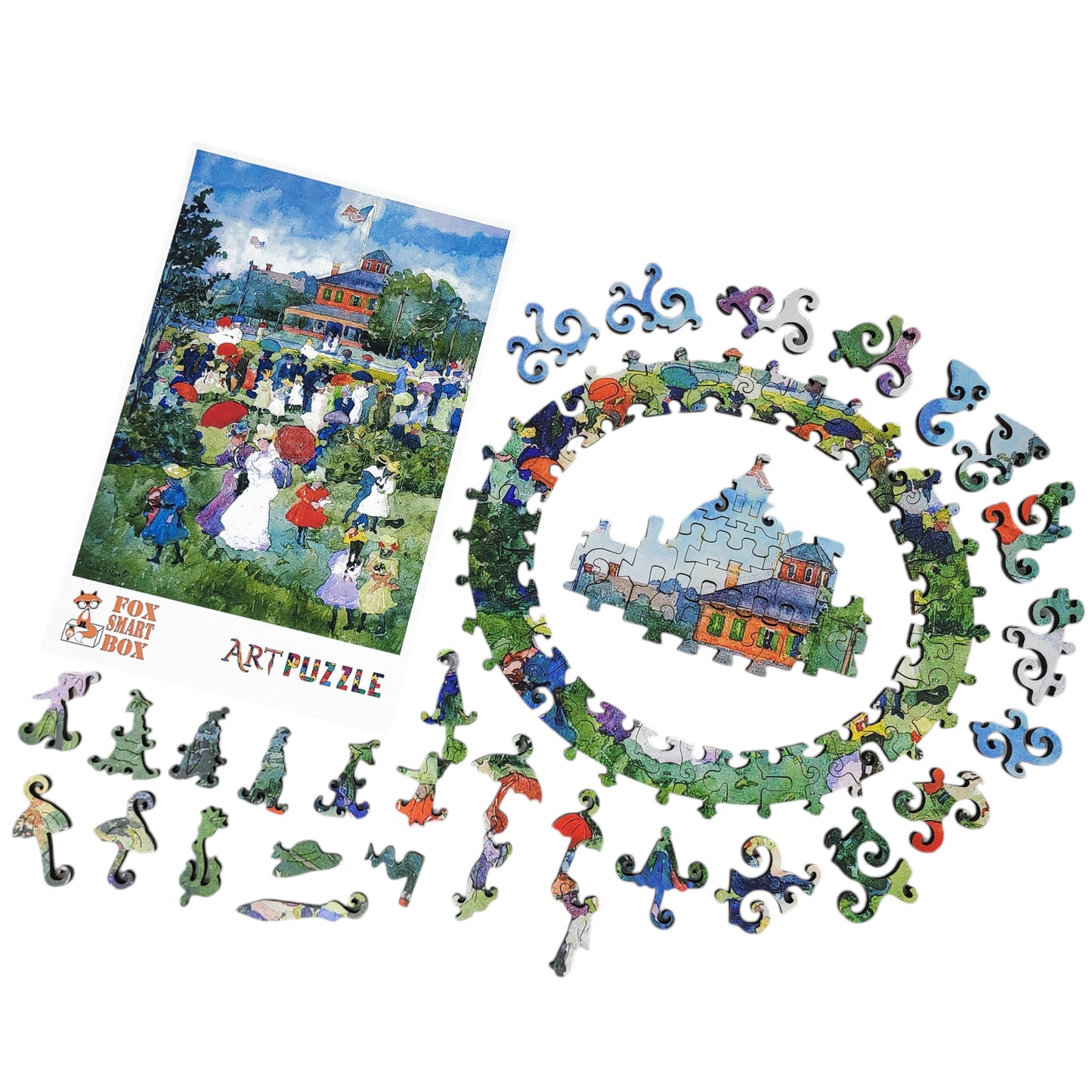 Wooden Jigsaw Puzzle for Adults - Uniquely Shaped Pieces - 212 Pieces - Franklin Park Boston