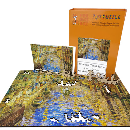 Wooden Jigsaw Puzzle for Adults - Uniquely Shaped Pieces - 435 Pieces - Venetian Canal Scene