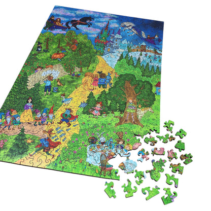 Wooden Jigsaw Puzzle for Adults - Uniquely Shaped Pieces - 500 Pieces - Fairy Tale Trail