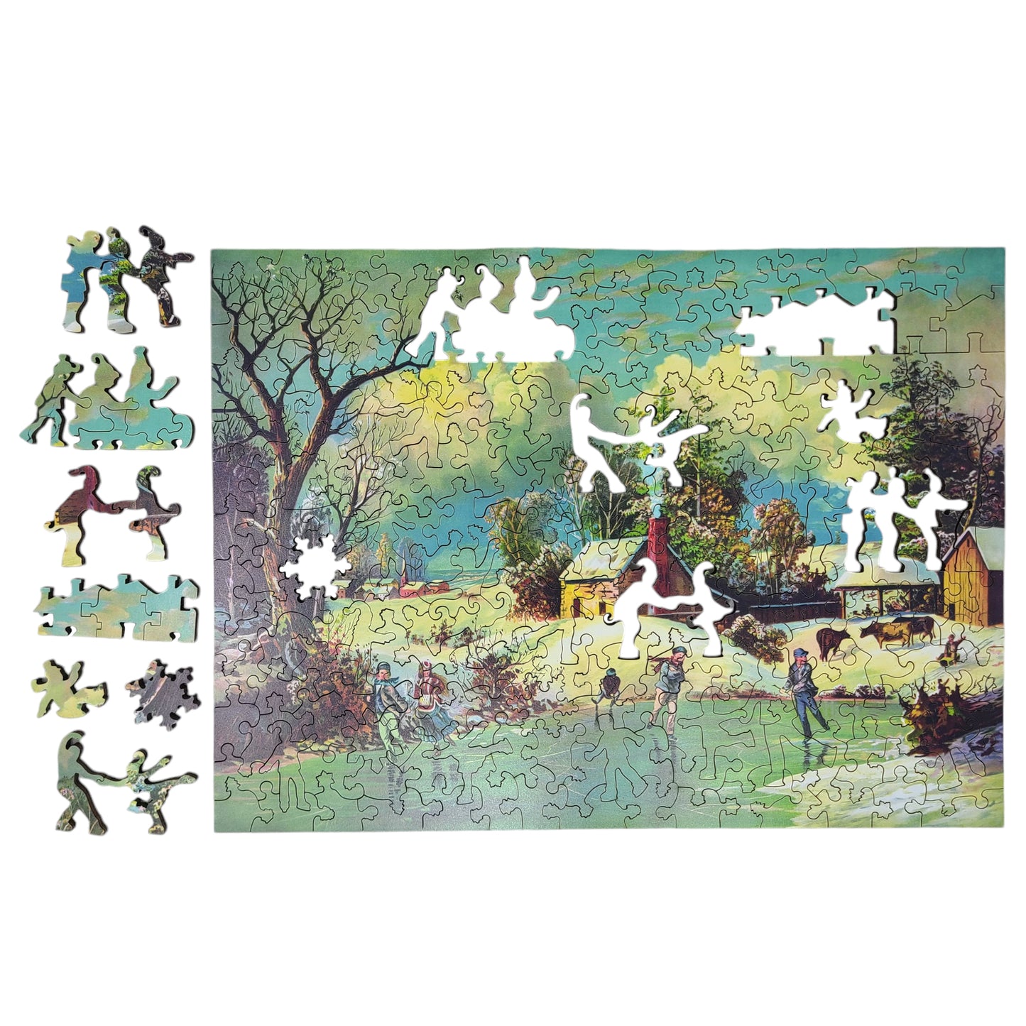 Wooden Jigsaw Puzzle for Adults - Uniquely Shaped Pieces - 212 Pieces - American Winter Life