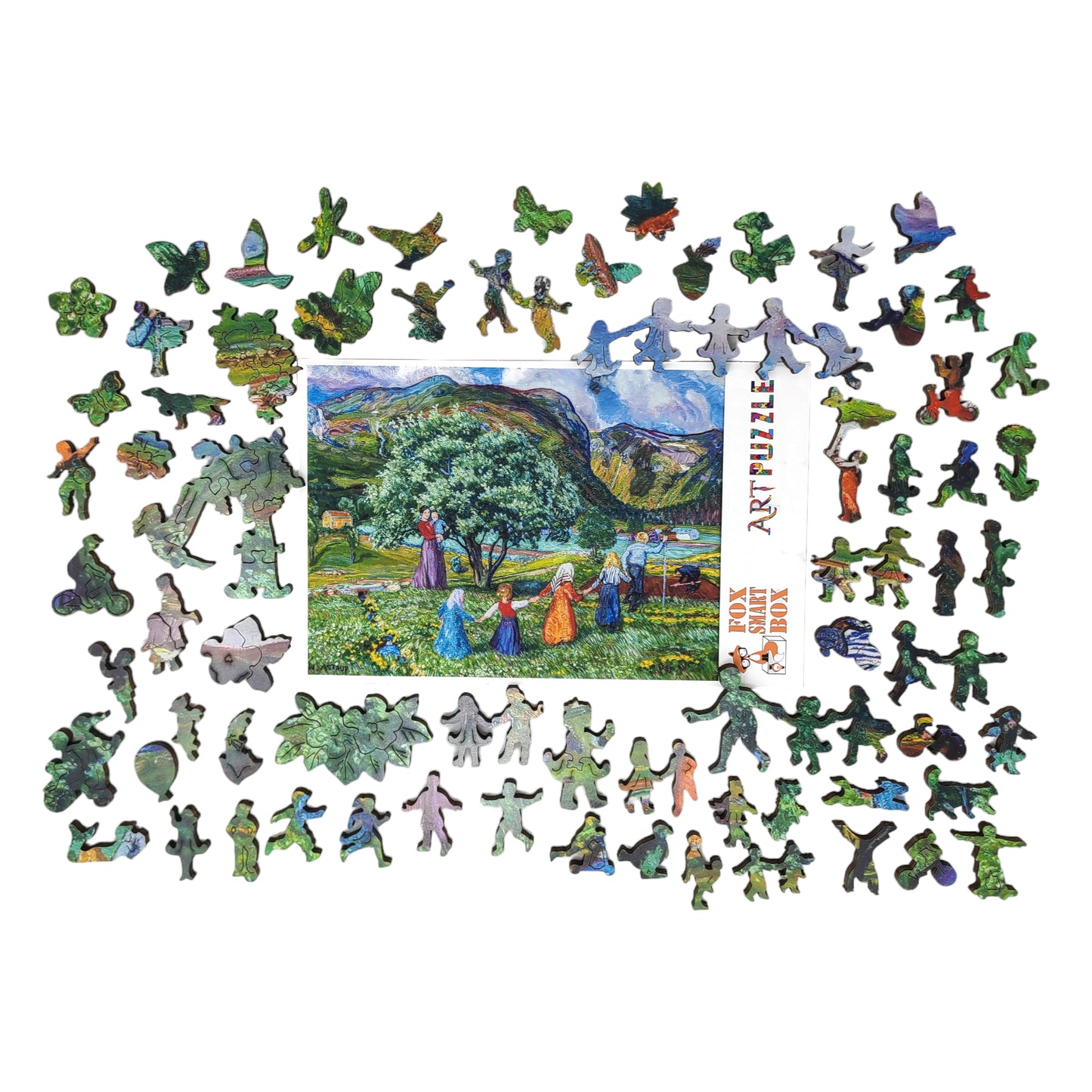 Wooden Jigsaw Puzzle for Adults - Uniquely Shaped Pieces - 420 Pieces - Summer and Playing Children