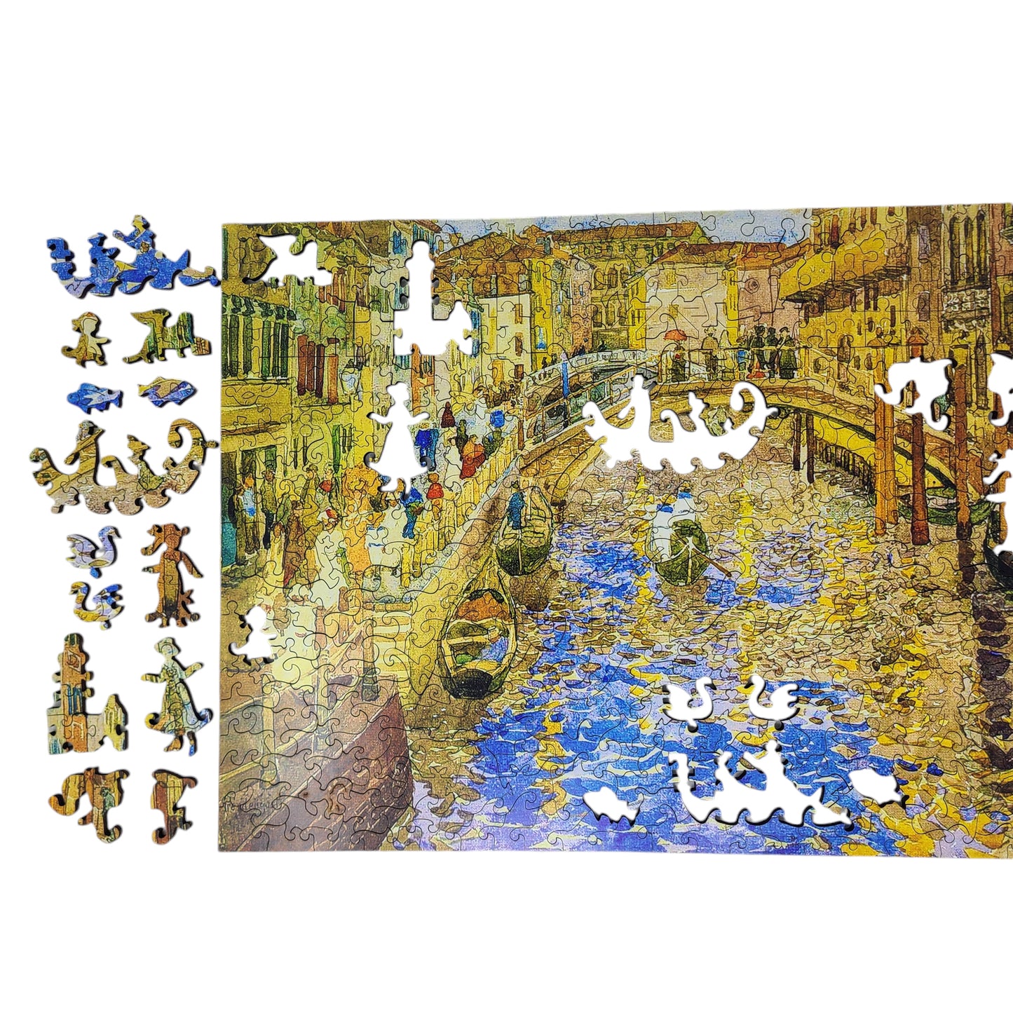 Wooden Jigsaw Puzzle for Adults - Uniquely Shaped Pieces - 435 Pieces - Venetian Canal Scene