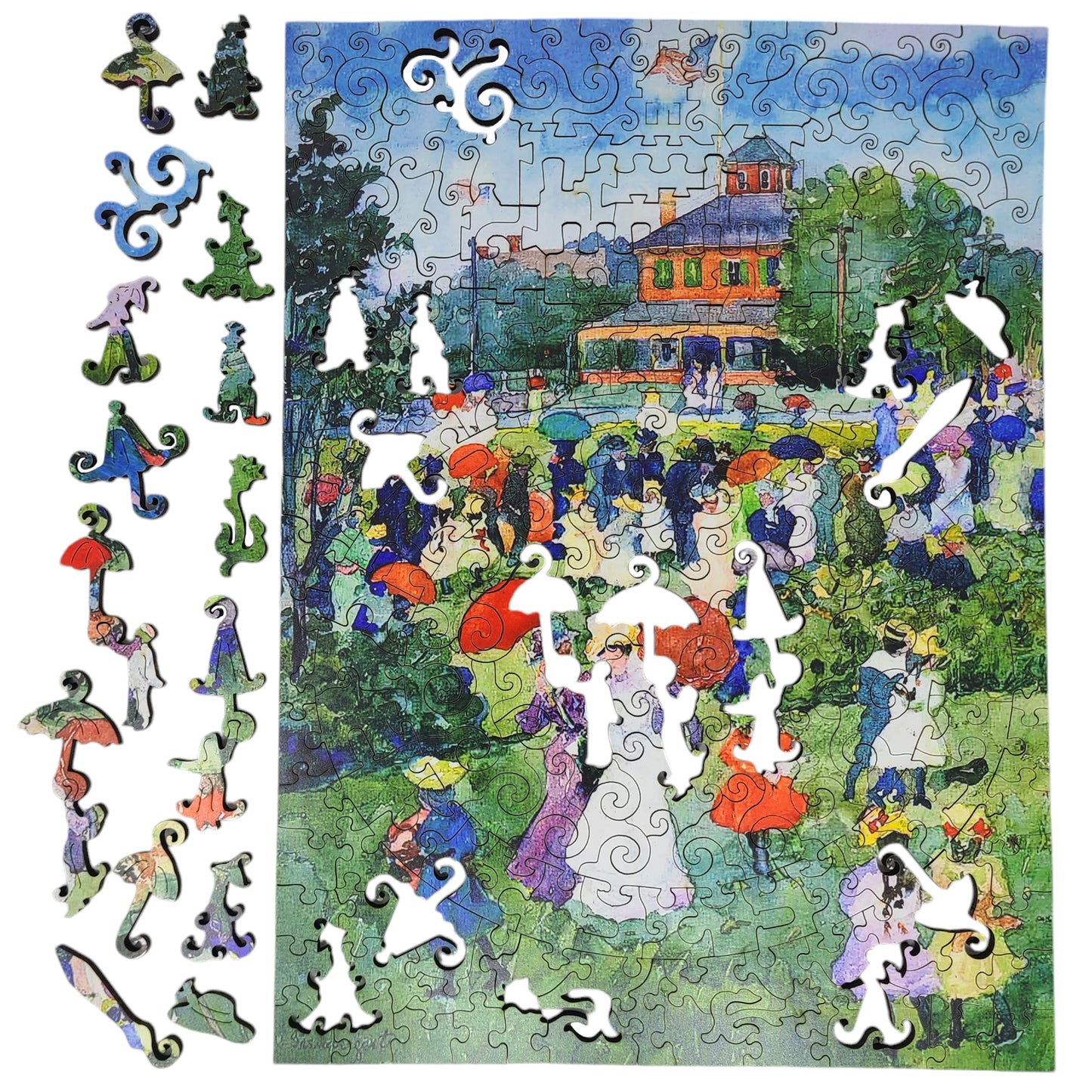 Wooden Jigsaw Puzzle for Adults - Uniquely Shaped Pieces - 212 Pieces - Franklin Park Boston