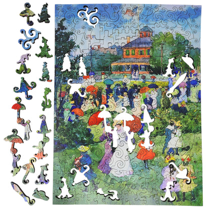 Wooden Jigsaw Puzzle for Adults - Uniquely Shaped Pieces - 212 Pieces - Franklin Park Boston