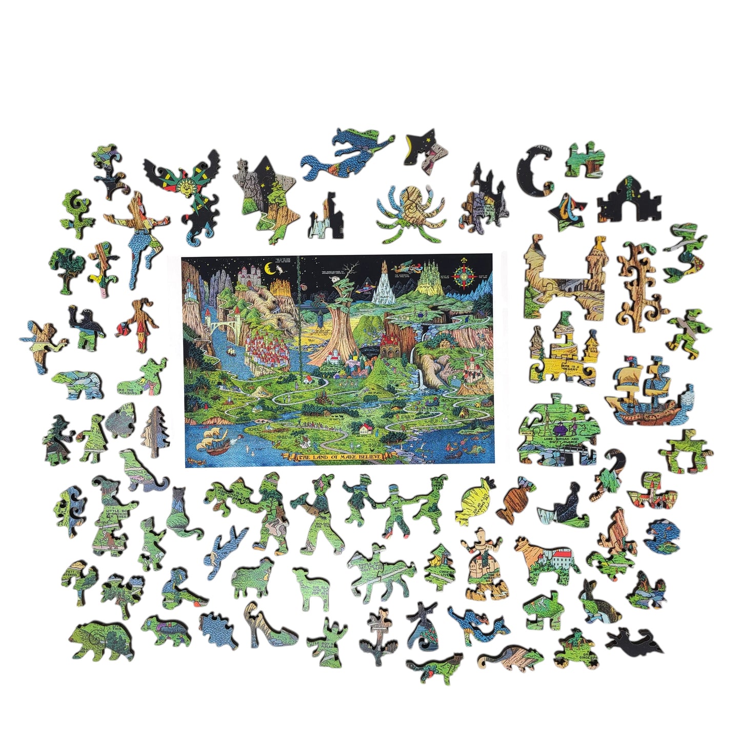 Wooden Jigsaw Puzzle for Adults - Uniquely Shaped Pieces - 454 Pieces - The Land of Make Believe