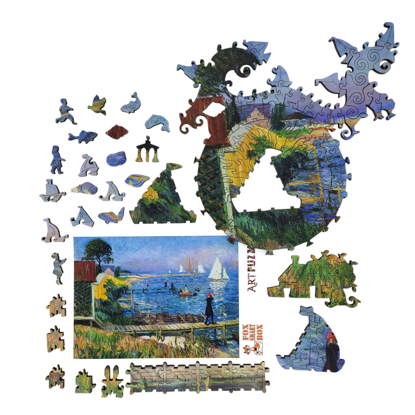 Wooden Jigsaw Puzzle for Adults - Uniquely Shaped Pieces - 420 Pieces - Bathers at Bellport