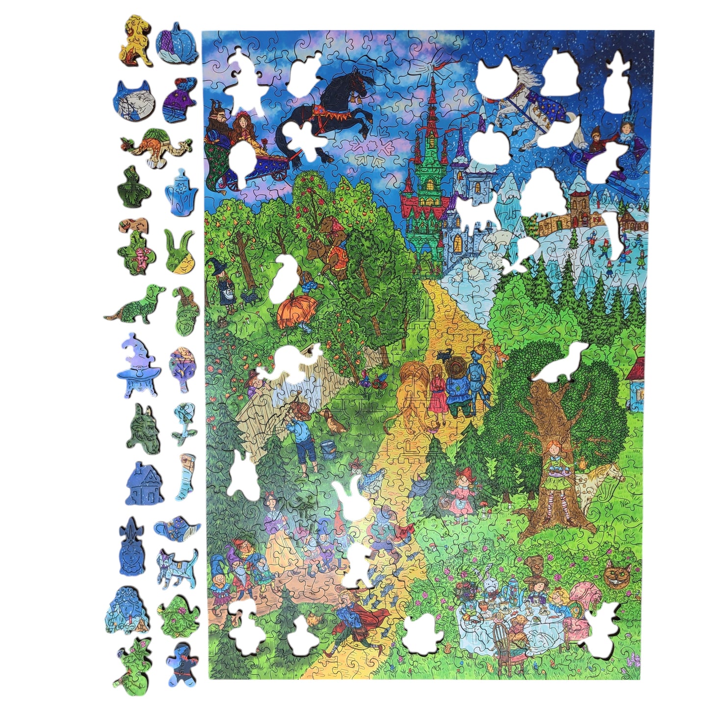 Wooden Jigsaw Puzzle for Adults - Uniquely Shaped Pieces - 500 Pieces - Fairy Tale Trail