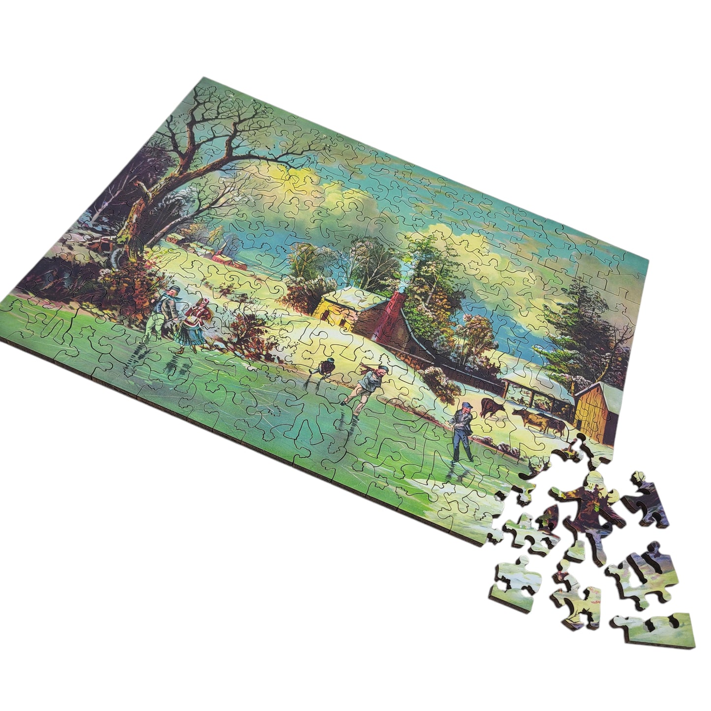 Wooden Jigsaw Puzzle for Adults - Uniquely Shaped Pieces - 212 Pieces - American Winter Life