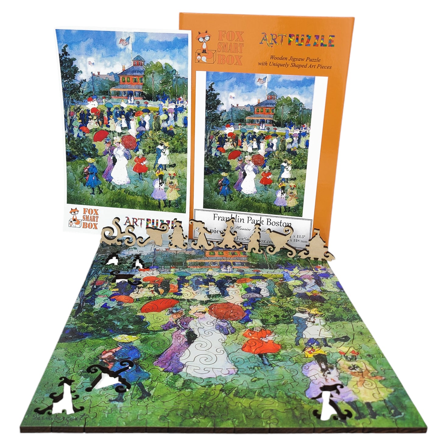 Wooden Jigsaw Puzzle for Adults - Uniquely Shaped Pieces - 212 Pieces - Franklin Park Boston