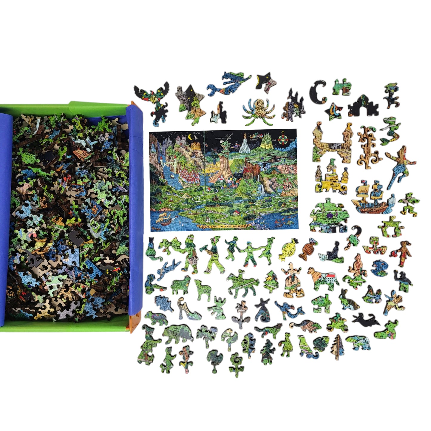 Wooden Jigsaw Puzzle for Adults - Uniquely Shaped Pieces - 454 Pieces - The Land of Make Believe