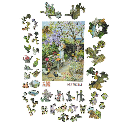 Wooden Jigsaw Puzzle for Adults - Uniquely Shaped Pieces - 220 Pieces - Spring Blossoms