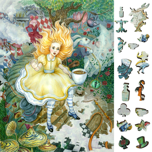 Wooden Jigsaw Puzzle with Uniquely Shaped Pieces for Adults - 250 Pieces - Alice's Fantasies