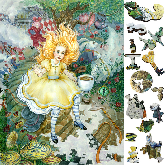 Wooden Jigsaw Puzzle with Uniquely Shaped Pieces for Adults - 439 Pieces - Alice's Fantasies