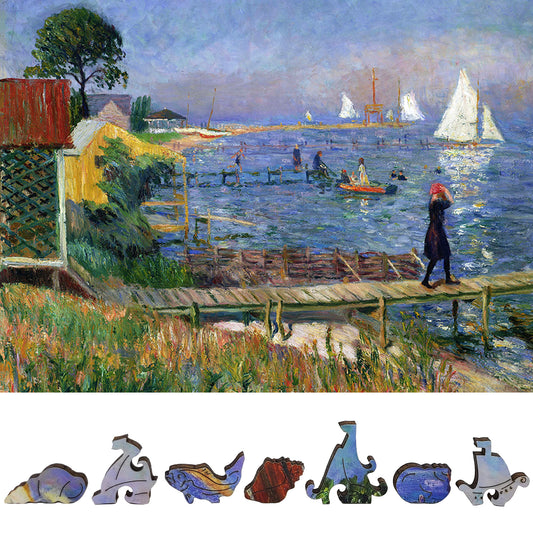 Wooden Jigsaw Puzzle for Adults - Uniquely Shaped Pieces - 420 Pieces - Bathers at Bellport