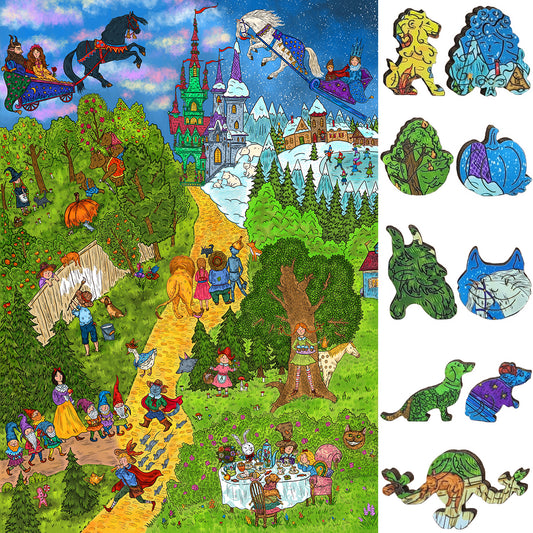 Wooden Jigsaw Puzzle for Adults - Uniquely Shaped Pieces - 500 Pieces - Fairy Tale Trail