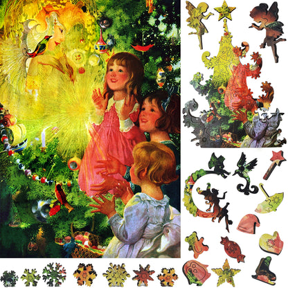 Wooden Jigsaw Puzzle with Uniquely Shaped Pieces for Adults - 198 Pieces - The Fairy of the Christmas Tree