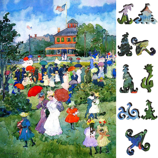 Wooden Jigsaw Puzzle for Adults - Uniquely Shaped Pieces - 212 Pieces - Franklin Park Boston