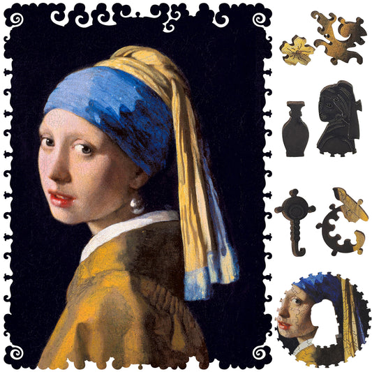 Wooden Jigsaw Puzzle for Adults - Uniquely Shaped Pieces - 220 Pieces - Girl with a Pearl Earring