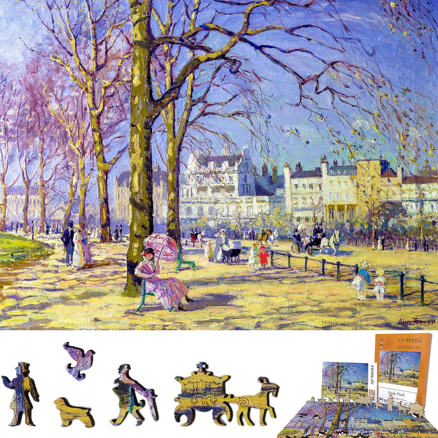 Wooden Jigsaw Puzzle for Adults - Uniquely Shaped Pieces - 303 Pieces - Hyde Park