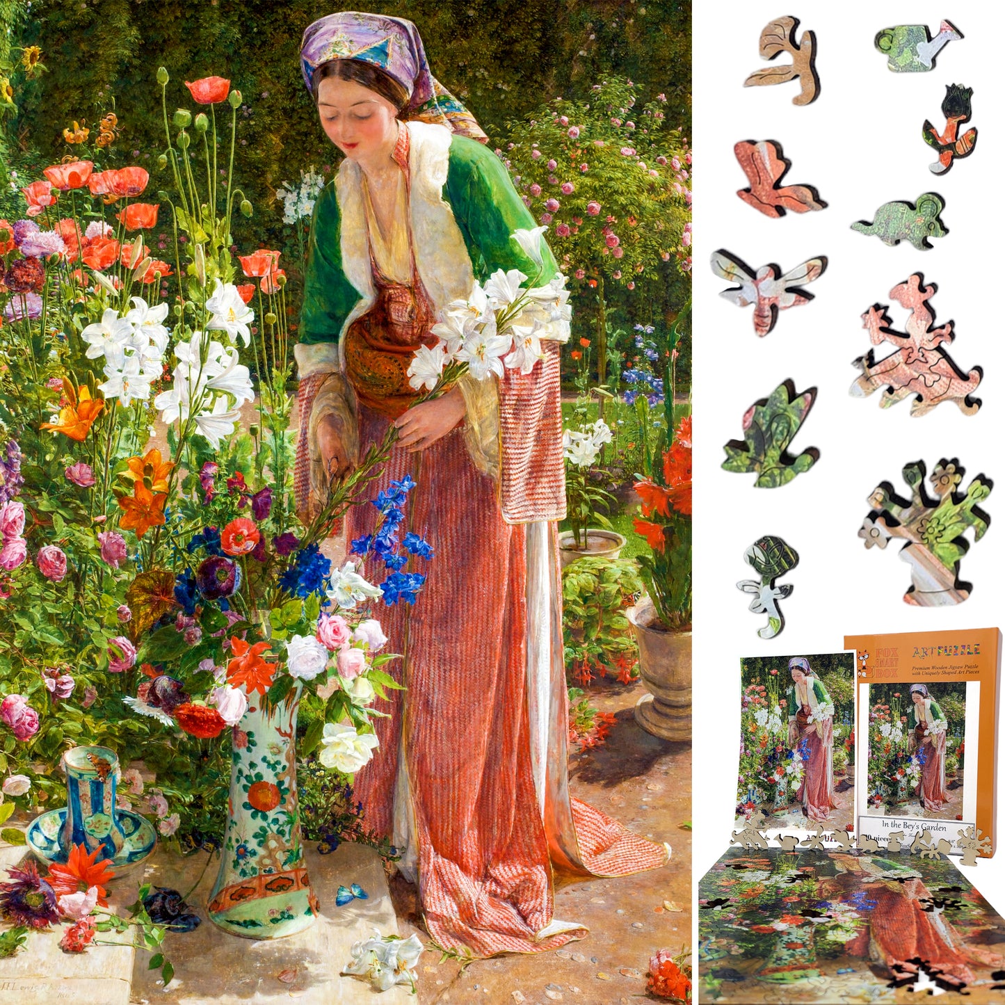 Wooden Jigsaw Puzzle for Adults - Uniquely Shaped Pieces  - 220 Pieces - In the Bey's Garden