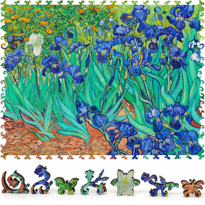 Wooden Jigsaw Puzzle with Uniquely Shaped Pieces for Adults - 290 Pieces - Irises