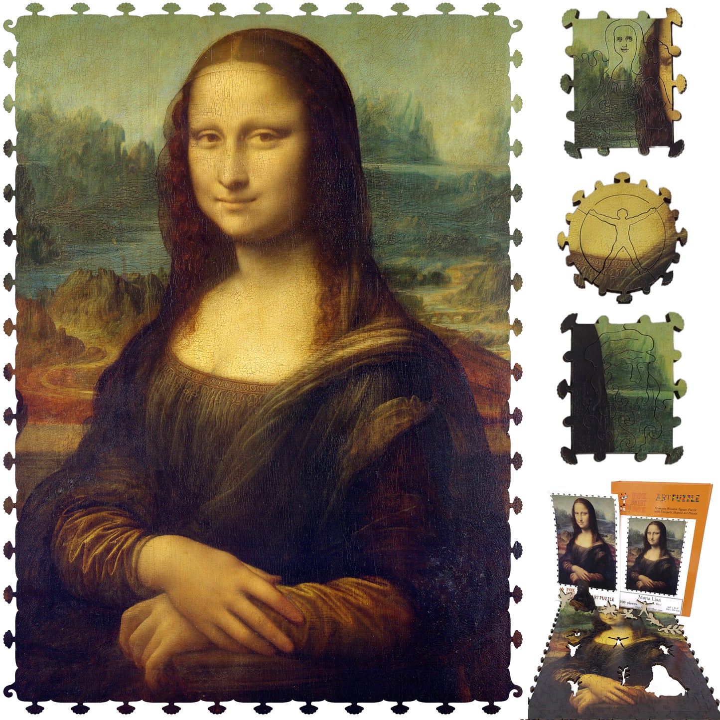 Wooden Jigsaw Puzzle for Adults - Uniquely Shaped Pieces - 220 Pieces - Mona Lisa